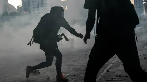 Getty Images Protesters in Hong Kong on 15 September