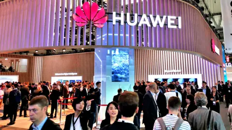 Alamy Huawei sign at conference