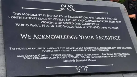 Race Council Cymru Memorial plaque