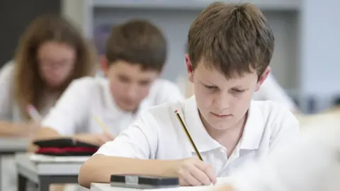 Children doing an exam