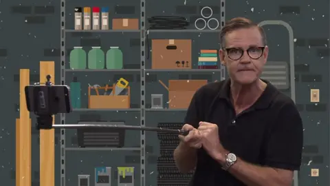 Aaron Heslehurst and selfie stick