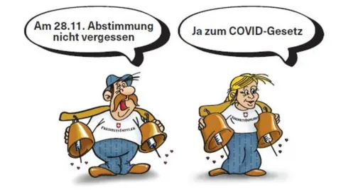 Swiss Yes campaign Yes-campaign posters urge the Swiss not to forget to vote to back the Covid law