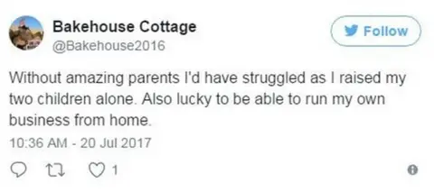 @Bakehouse2016 Bakehouse Cottage on Twitter: "Without amazing parents I'd have struggled as I raised my two children alone. Also lucky to be able to run my own business from home."