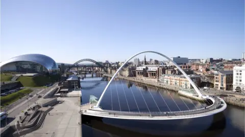 Getty Images Newcastle Gateshead Quayside, River Tyne and Gateshead Millennium Bridge