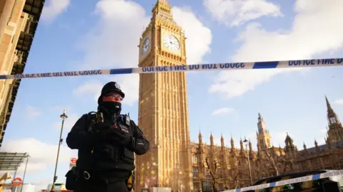 PA Media Police officer outside Houses of Parliament