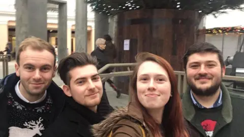 From left to right, Bradley Dedman, Luke Bird, Rebecca Anderson and Will Goodwin at the Cornhill