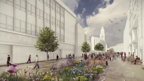 Sheffield City Council An artist impression of Fargate after the finished works