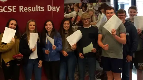 Ballyclare High School students with their results, 24 August 2017