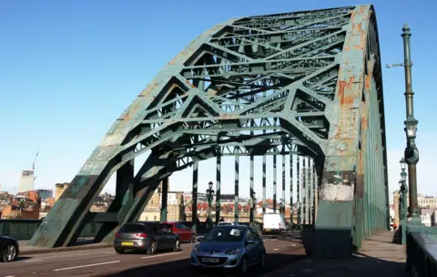 BBC Rust showing on the Tyne Bridge