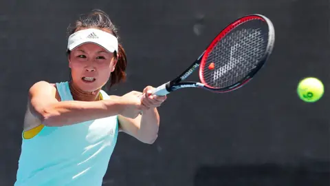 Peng Shuai practises at the Australian Open - Melbourne Park, Melbourne, Australia, on 13 January 2019