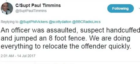 PAul timmins/twitter Tweet about incident
