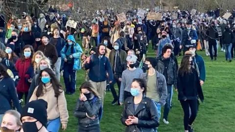 Marchers on the Kill the Bill march in Bristol