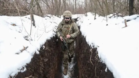 EPA Ukrainian soldier on front line at Horlivka, Donbas