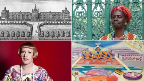 Wellcome Images/The Bethlem Gallery Composite image of Bethlem Hospital, artists and art work