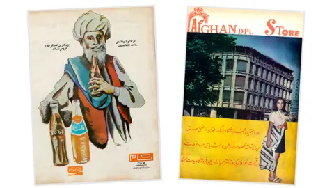 BBC Pages from Afghan magazine Zhvandun - soft drink and department store advert