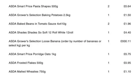 Bobbie Gordon Shopping receipt of bananas costing over £930