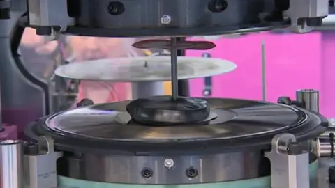 A vinyl record being pressed in Middlesbrough