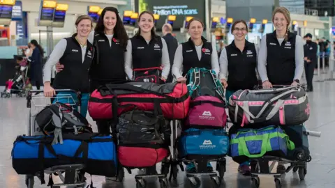 British Army Ice Maiden team at Heathrow