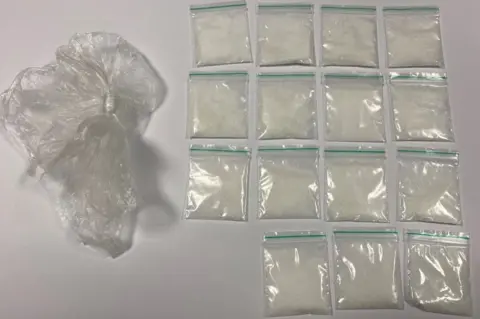 Northumbria Police Small plastic bags filled with ketamine, found by police in Newcastle