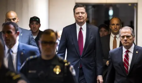 EPA Former FBI Director James Comey departs a closed committee meeting which followed his much-anticipated testimony before the Senate Intelligence Committee