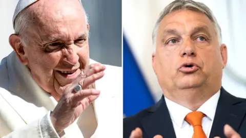 Getty Images Pope Francis (L) and Hungarian PM Viktor Orban
