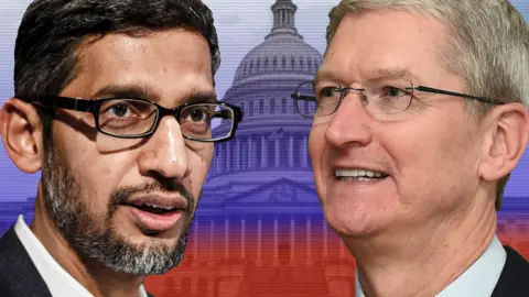 Getty Images Google's Sundar Pichai (left) and Apple's Tim Cook (right)