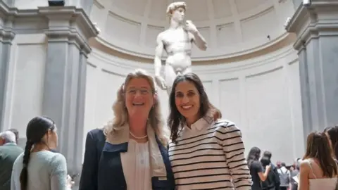 Hope Carrasquilla (right) arrived in town on Friday and went almost directly to the museum