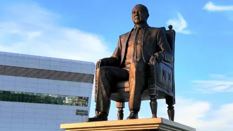 Tass via Getty Statue of Nursultan Nazarbayev