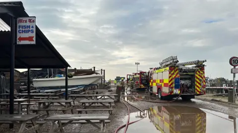 AnnaLouise Walter/BBC Fire at Blackshore Quay in Southwold
