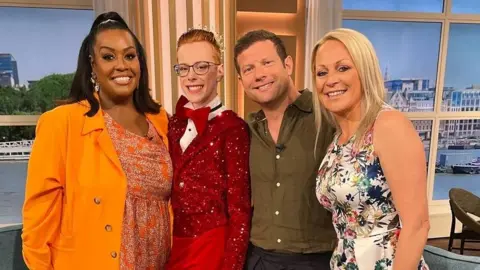 Nina Green Allison Hammon, Dermoy O'Leary, Korben and Nina Green in the This Morning studio