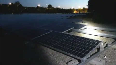 Northumbria Police Gaps in the solar panel rack