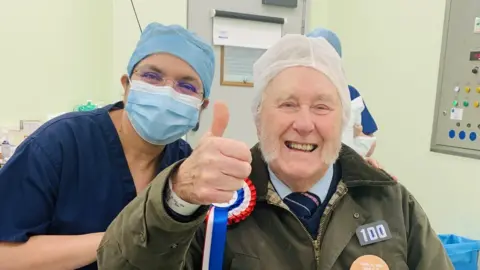 Hinchingbrooke Hospital Colin Bedford recently had his 100th eye injection at the clinic