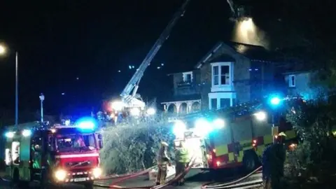 Geraint Tudur Fire crews tackling blaze