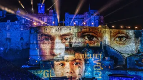 PA Media Light projections on Edinburgh Castle