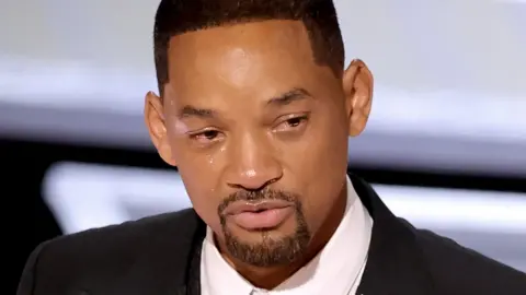Getty Images Will Smith in tears during his acceptance speech