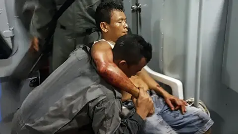 Getty Images One crew member was shot and wounded in one of Abu Sayyaf's latest attacks on a ship in off the coast of Malaysia