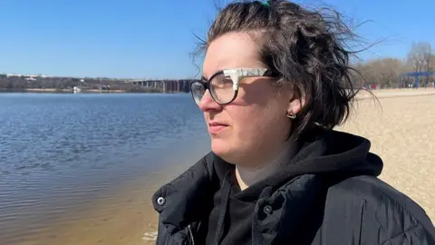 BBC Mariia pictured by the sea after the attack