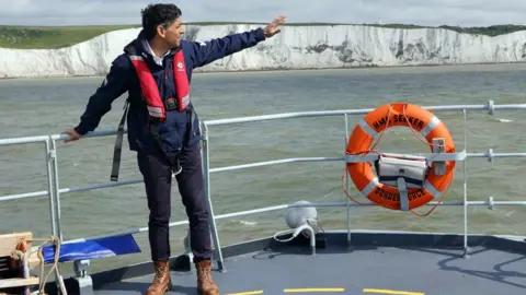 PA Media Prime Minister Rishi Sunak on a trip to Dover to promote his Stop the Boats policy