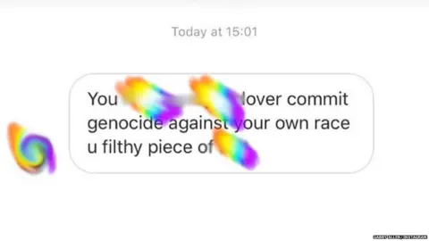 Gabby Allen/Instagram A screenshot of one of the messages Allen received