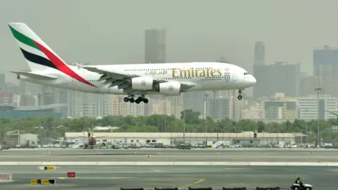 Getty Images Emirates plane lands