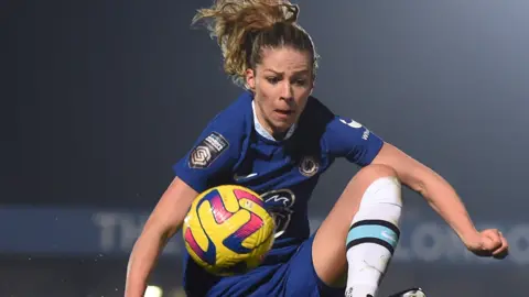 Chelsea midfielder Melanie Leupolz in action against Brighton