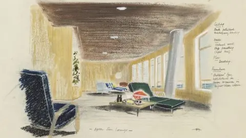 PA Media A design by Sir Hugh Casson for the sun lounge of the Royal Yacht Britannia