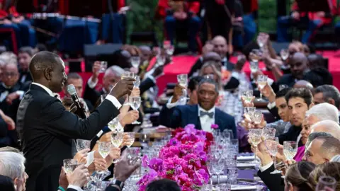 EPA William Ruto (L), Kenya's president, speaks during a toast at the White House - 23 May 2024