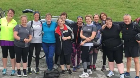 CARLY APPLEBY Carly with other women with breast cancer at a retreat in Saddleworth