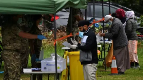 Getty Images People getting tested at Spinney Hill