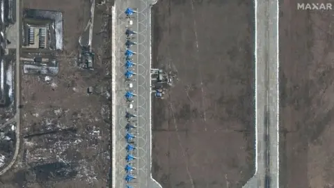 Getty Images/ Maxar Technologies Satellite image of Morozovsk airbase