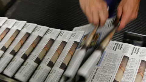 Newspapers on the printing presses