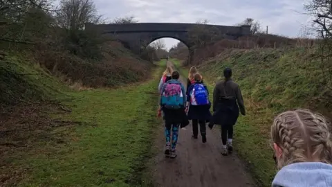 Chris Franks Walkers on old railway line