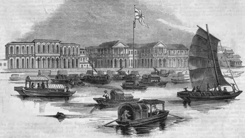 Getty Images The British factory in the Thirteen Factories area of Guangzhou in 1840