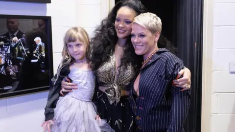 Getty Images Rihanna with Pink and her daughter Willow